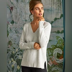 Lilly Pulitzer Kaycee Sequin Sweater in Heathered Pebble Beach Metallic